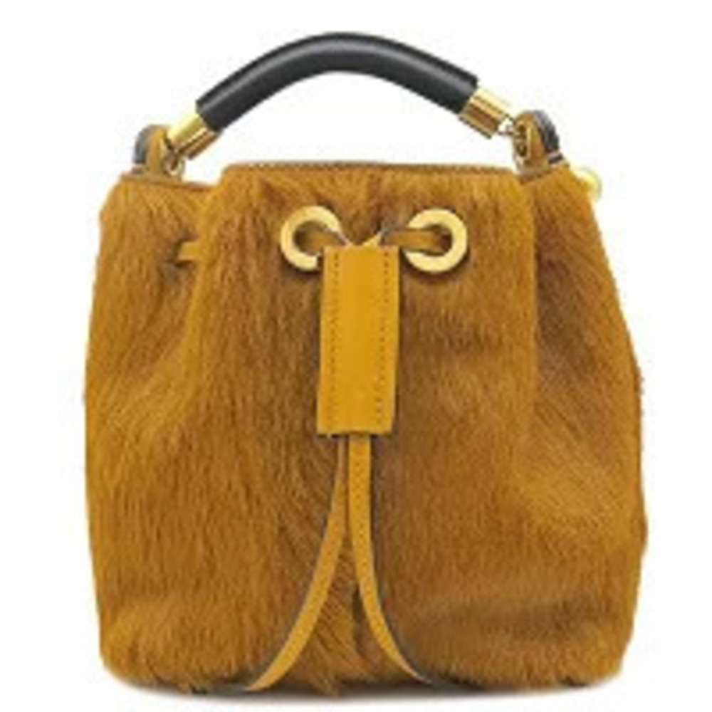 Chloe bag Gala long hair calf leather amber yellow drawstring closure